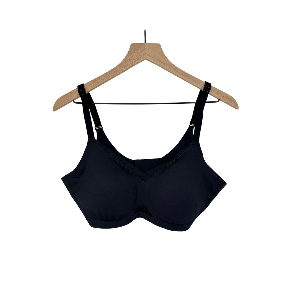 Honeylove Silhouette Bra Womens Large Black Wireless Mesh V Neck Comfort